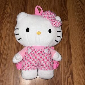 Sanrio Hello‎ Kitty 15" Soft Plush Doll Backpack, Pink/Flower